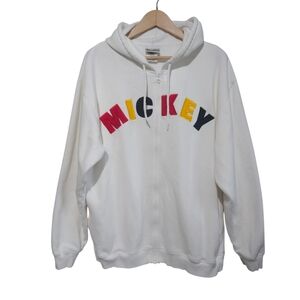 Walt Disney World Vintage Mickey Mouse Embroidered Patch Style Zip-up Hoodie